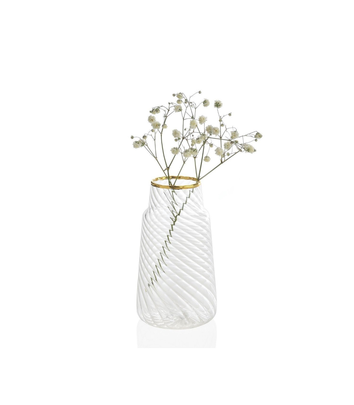 wadiga Mini Vase en Verre Strié et Doré - H10.5cm