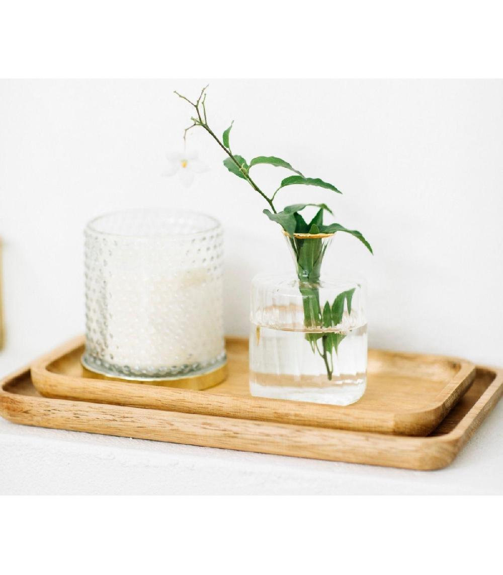 Wadiga Mini Vase En Verre Strié Et Doré - H9.5cm
