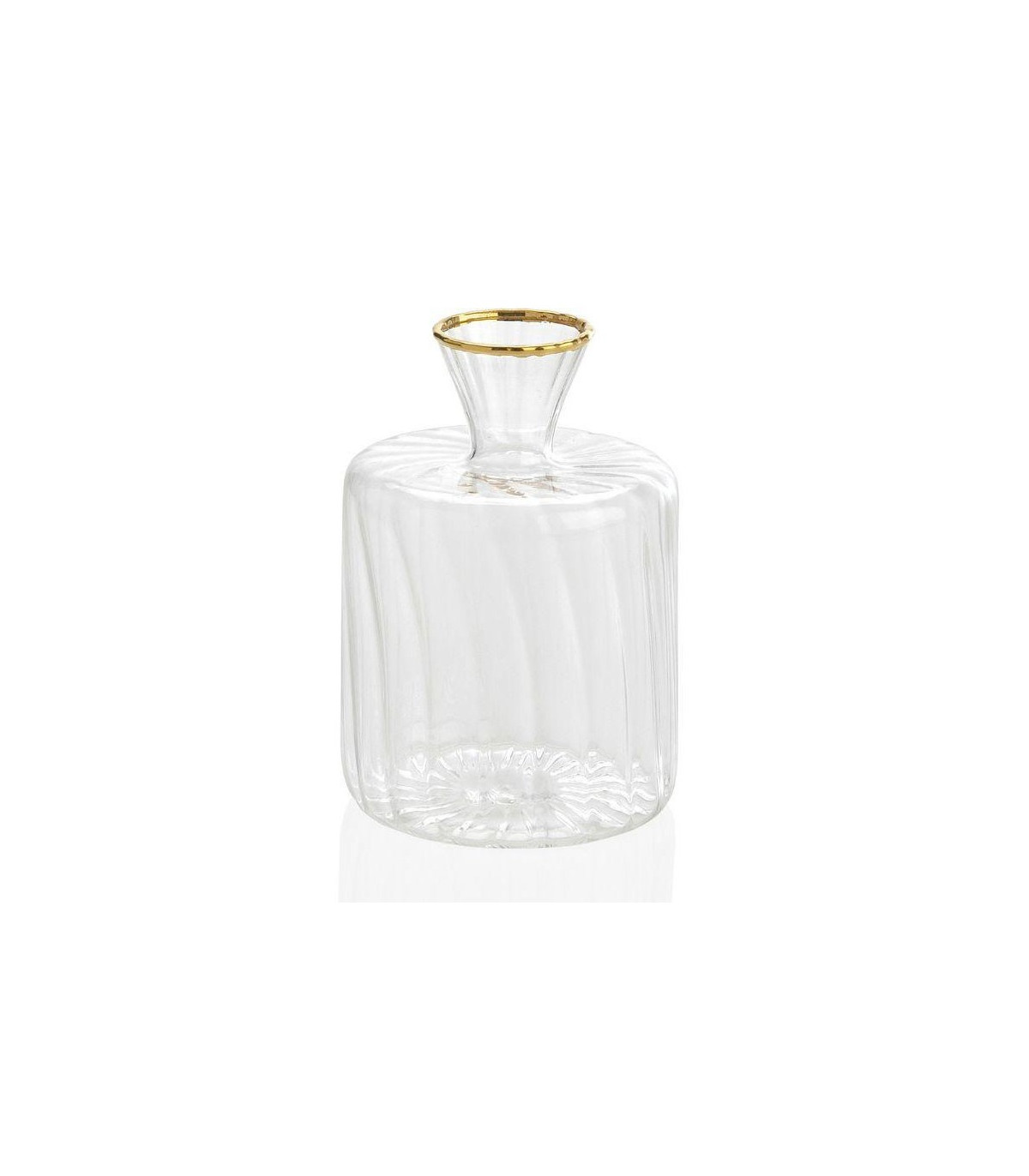 Wadiga Mini Vase En Verre Strié Et Doré - H9.5cm
