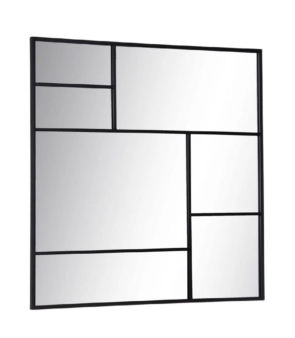 Wadiga Miroir Carré En Métal Noir 90x2x90cm
