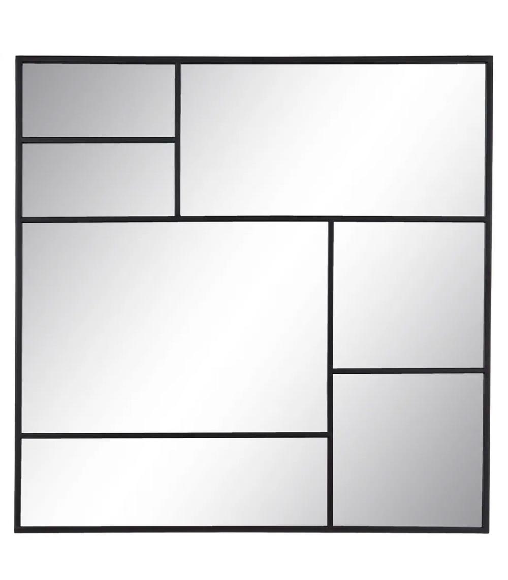 wadiga Miroir carré en métal noir 90x2x90cm