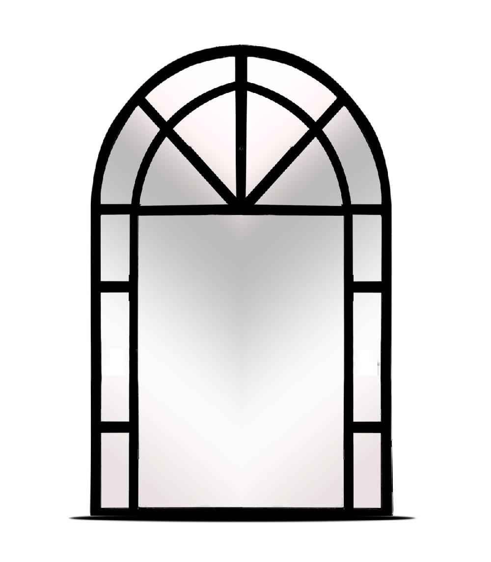 wadiga Miroir fenêtre mural métal noir 91x61x2cm