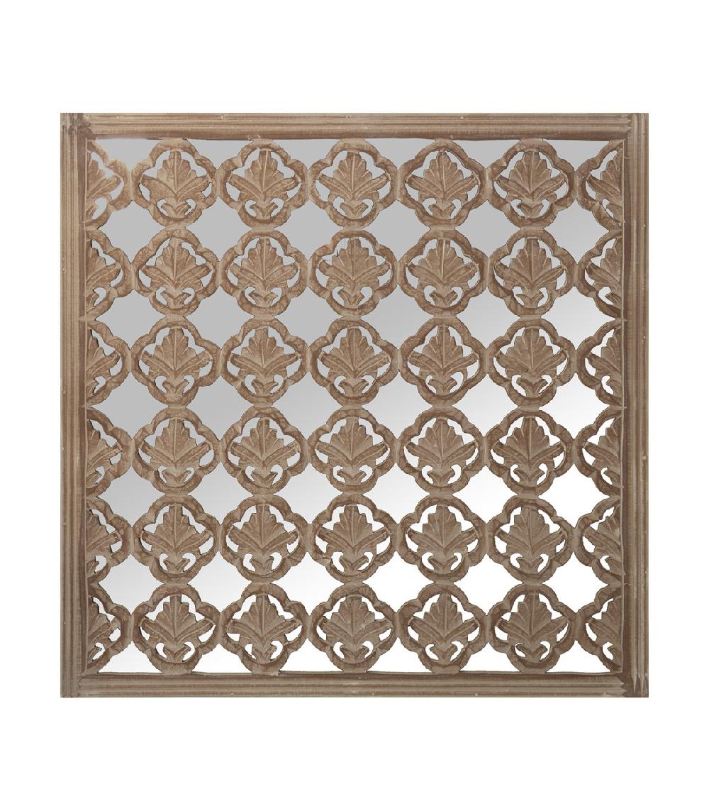 wadiga Miroir mural bois ajouré - 90x90cm