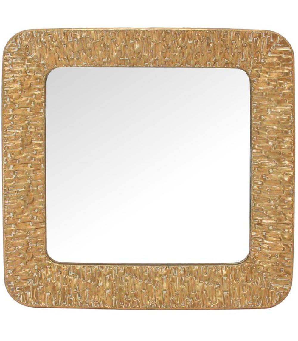 wadiga Miroir mural carré métal doré 80x6x80cm