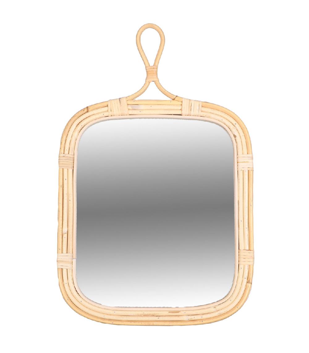 wadiga Miroir mural en rotin 34x52cm
