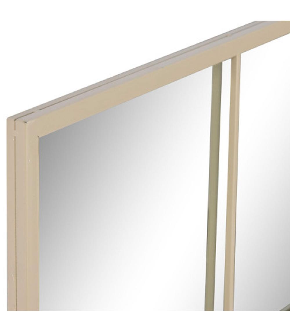 Wadiga Miroir Mural Fenêtre Métal Beige 90x2x90cm