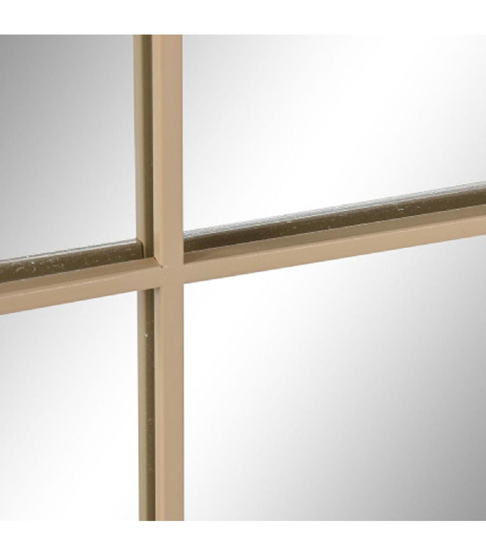 Wadiga Miroir Mural Fenêtre Métal Beige 90x2x90cm