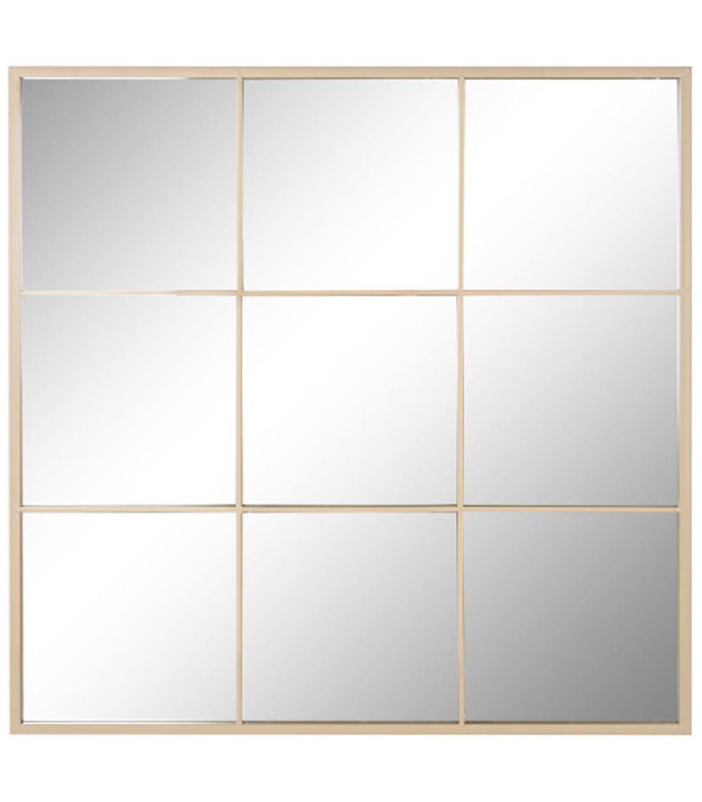 wadiga Miroir mural fenêtre métal beige 90x2x90cm