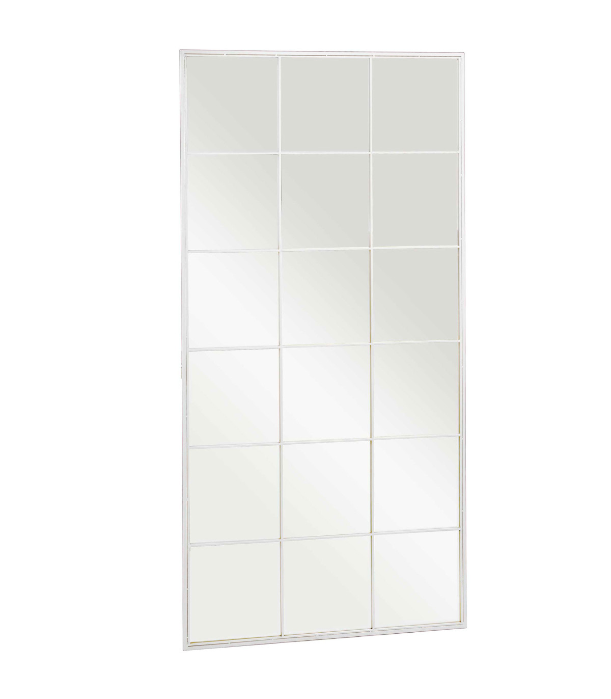 Wadiga Miroir Mural Fenêtre Métal Blanc 180x90cm
