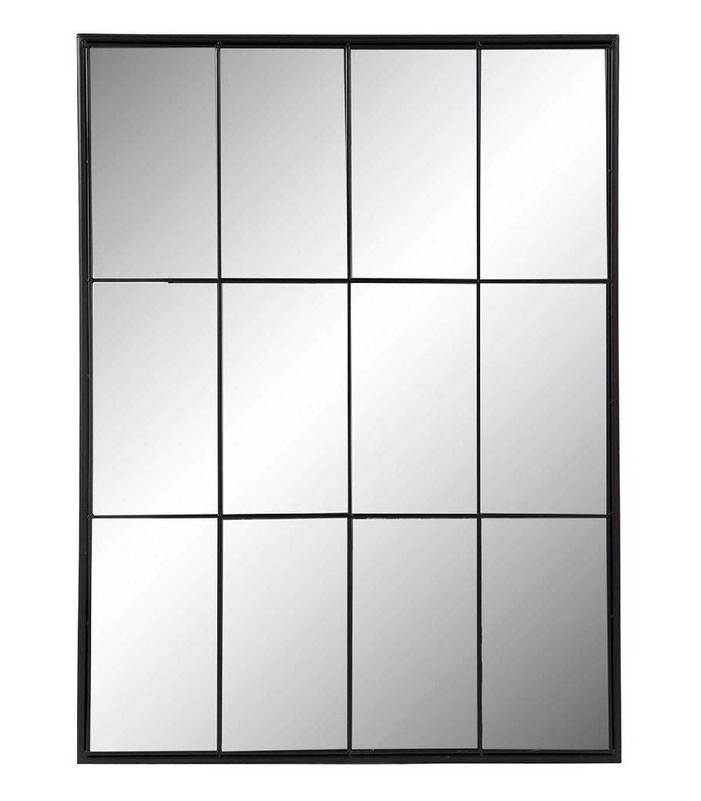 wadiga Miroir Mural Fenêtre Métal Noir - 90x2x120cm