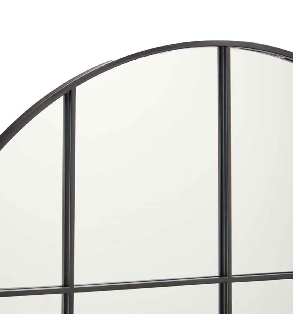 Wadiga Miroir Mural Fenêtre Rond Métal Noir 100cm