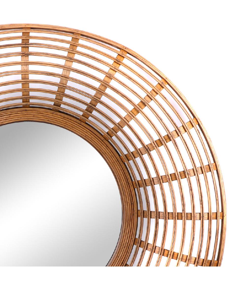 Wadiga Miroir Mural Rond En Rotin - Diamètre 80cm