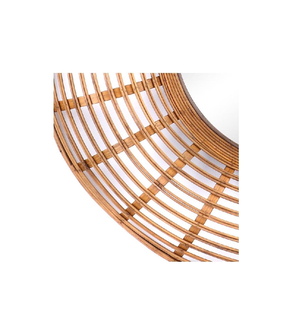 Wadiga Miroir Mural Rond En Rotin - Diamètre 80cm