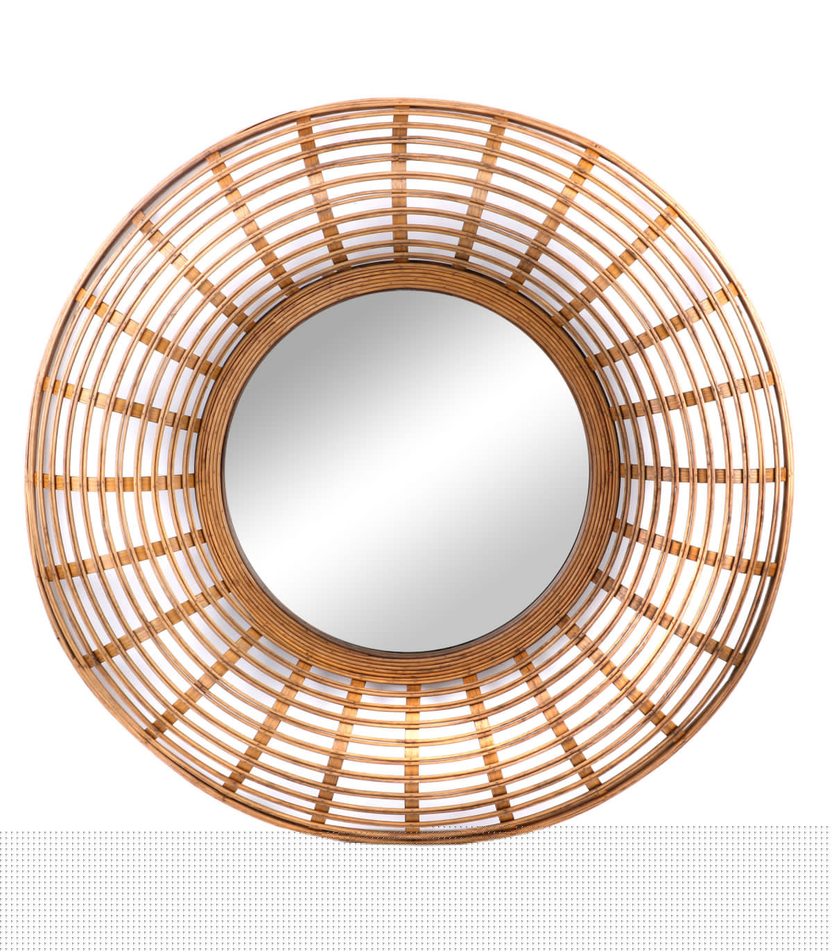 wadiga Miroir mural rond en rotin - diamètre 80cm
