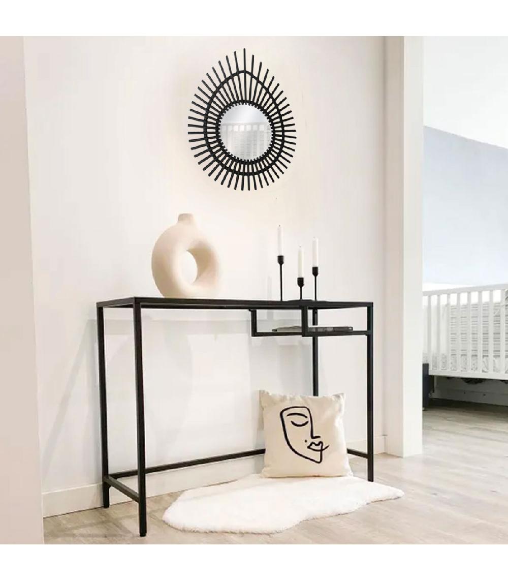 Wadiga Miroir Noir Imitation Bambou 50x40cm