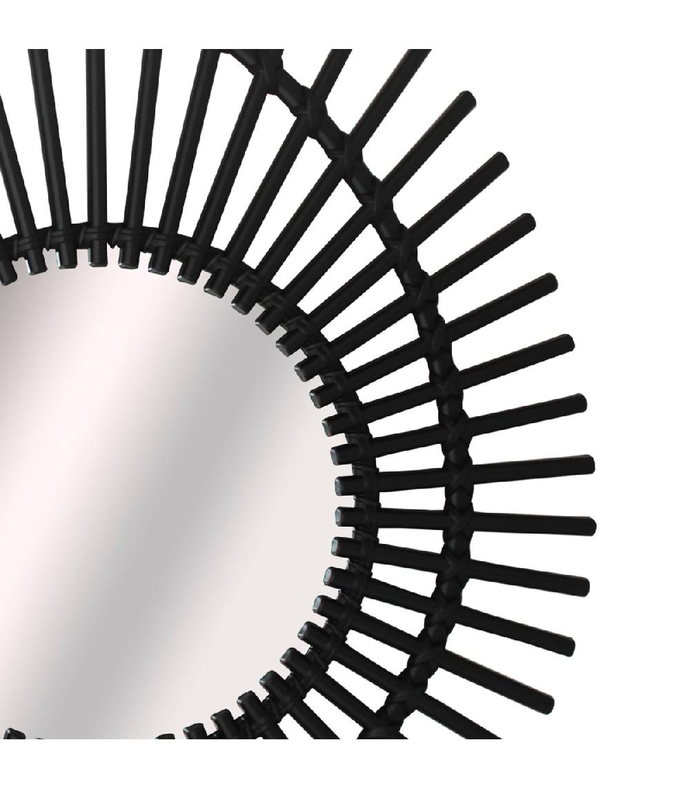 Wadiga Miroir Noir Imitation Bambou 50x40cm