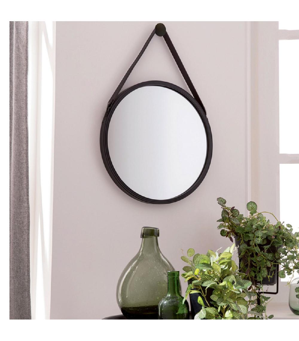 Wadiga Miroir Noir Rond Suspendu Diamètre 38.5cm