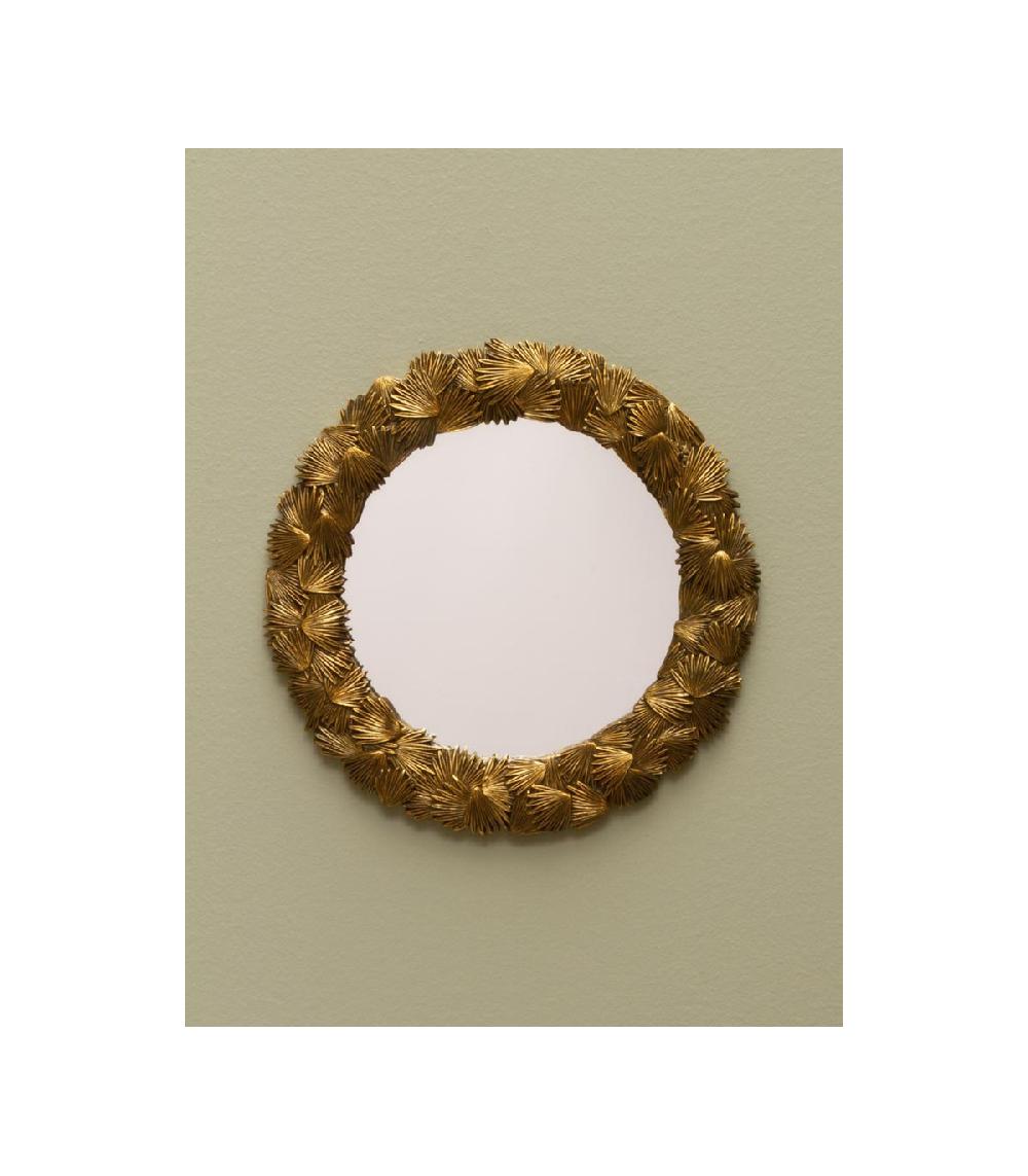 Wadiga Miroir Rond Doré Palmes - 33.5cm
