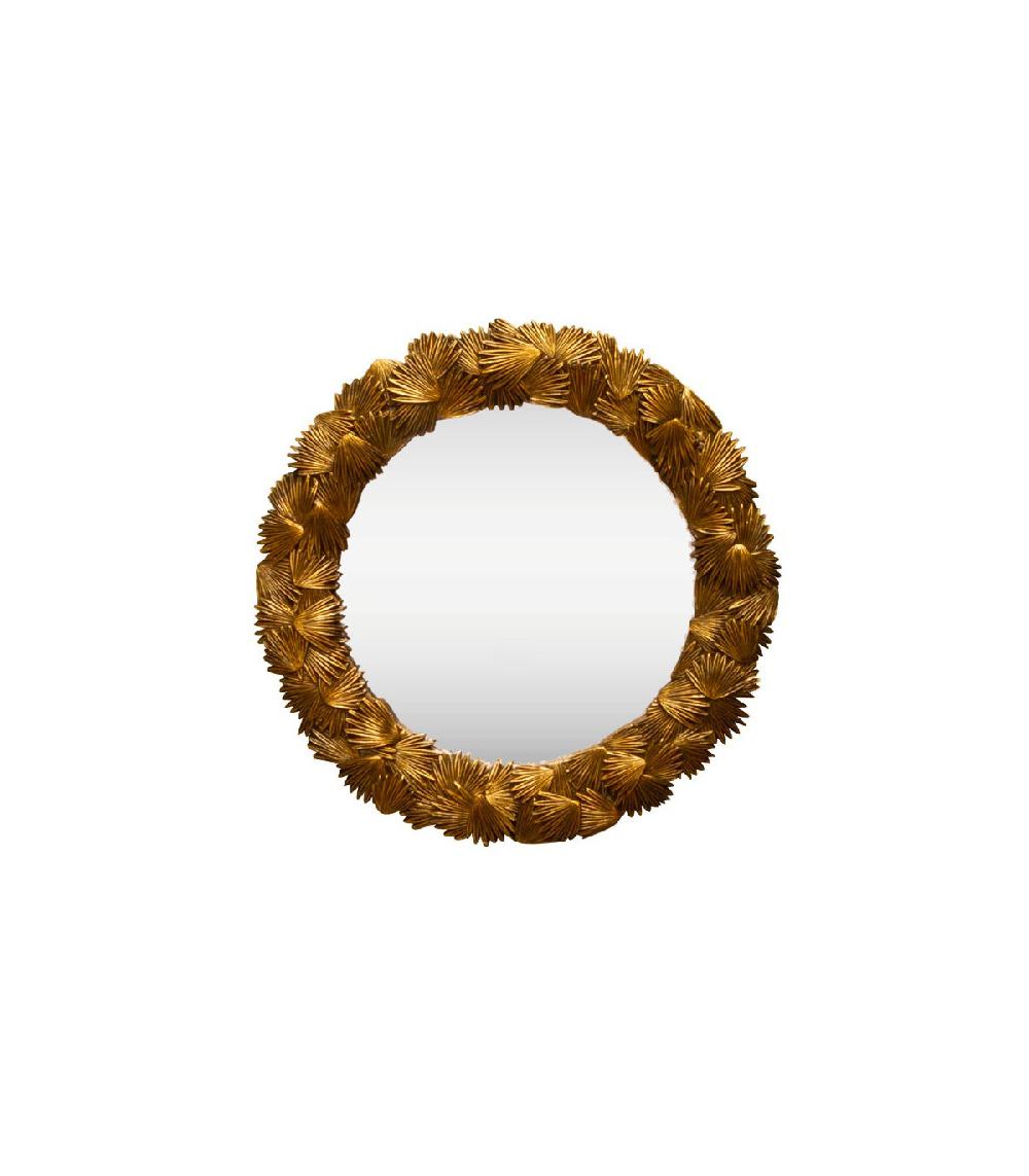 wadiga Miroir Rond Doré Palmes - 33.5cm