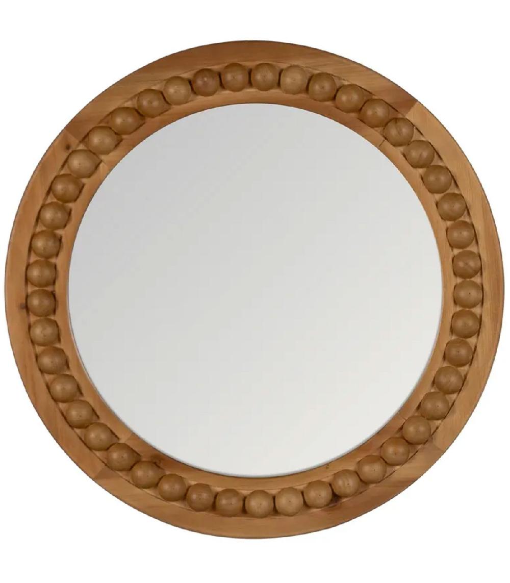 wadiga Miroir rond en bois 50.5x3x50.5cm