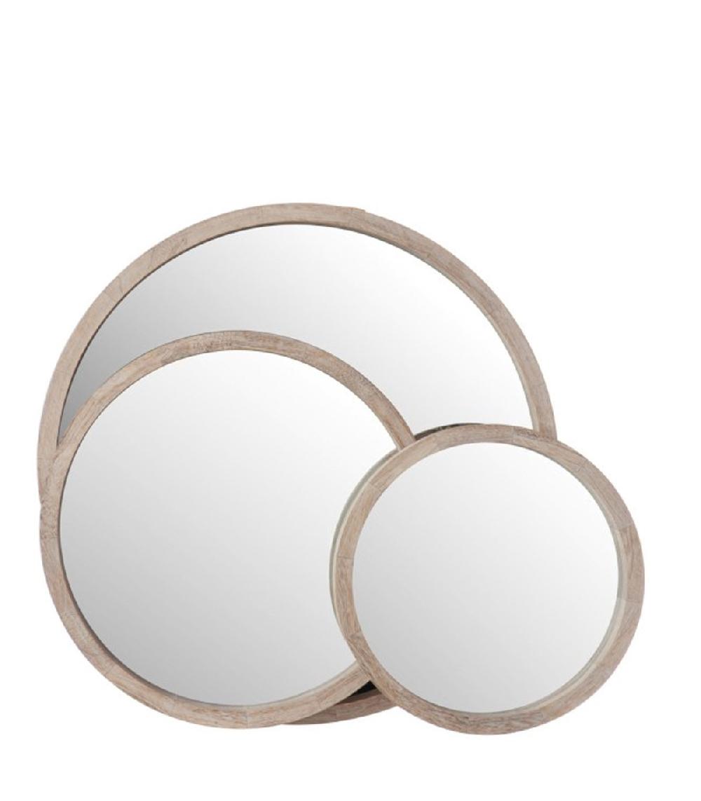 Wadiga Miroir Rond En Bois Blanchi - Diamètre 60cm