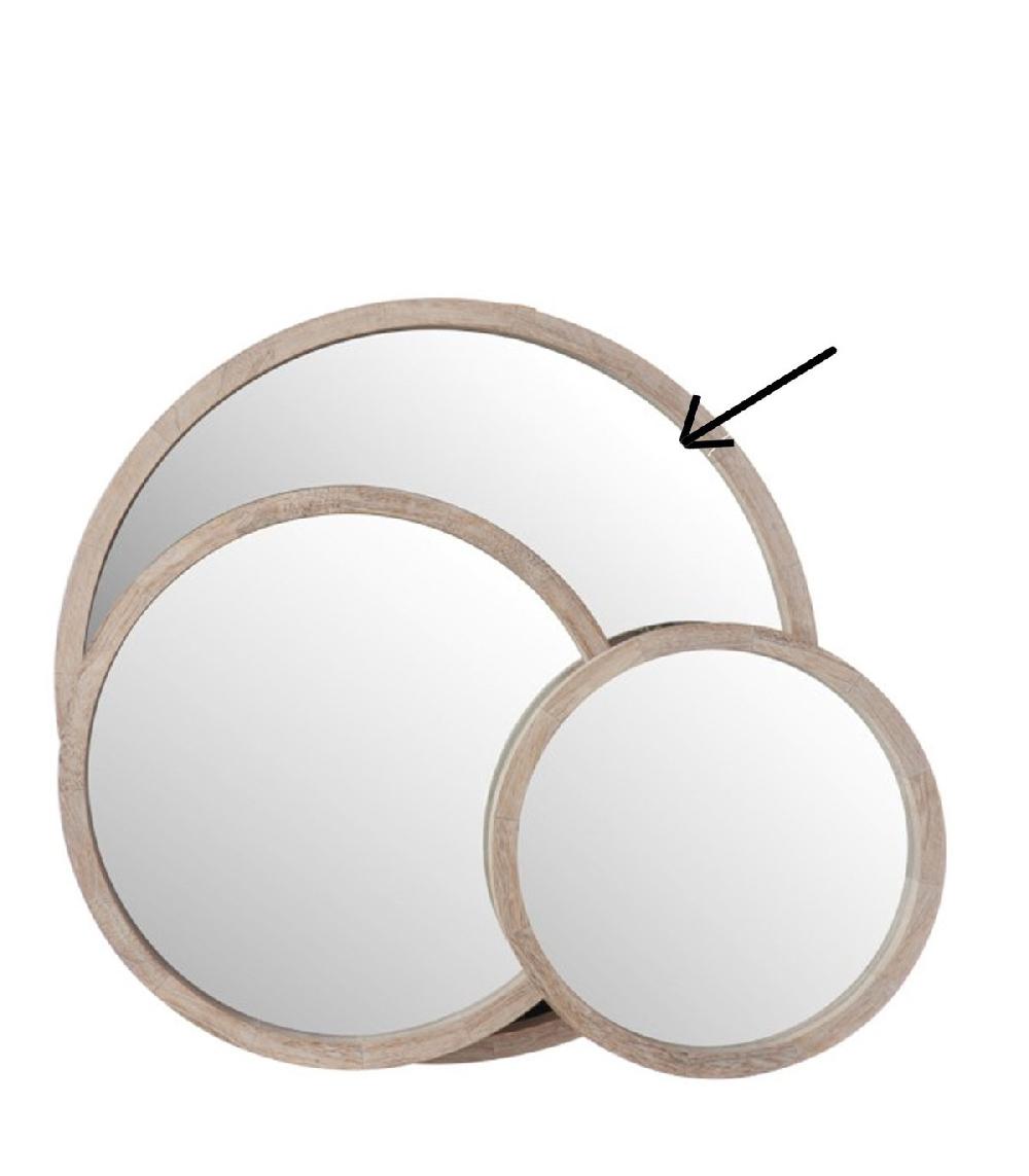 Wadiga Miroir Rond En Bois Blanchi - Diamètre 60cm