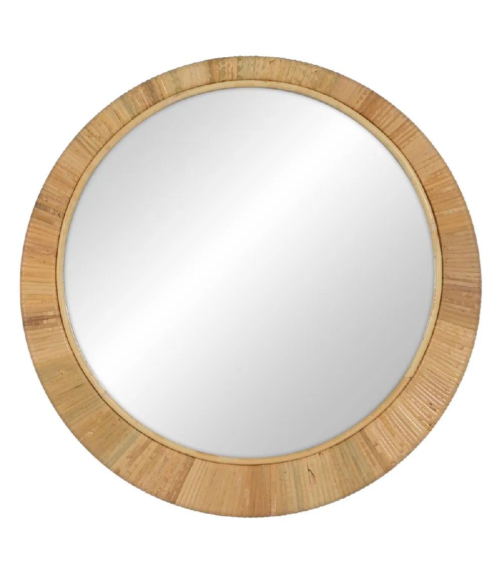wadiga Miroir rond en rotin 50x2x50cm