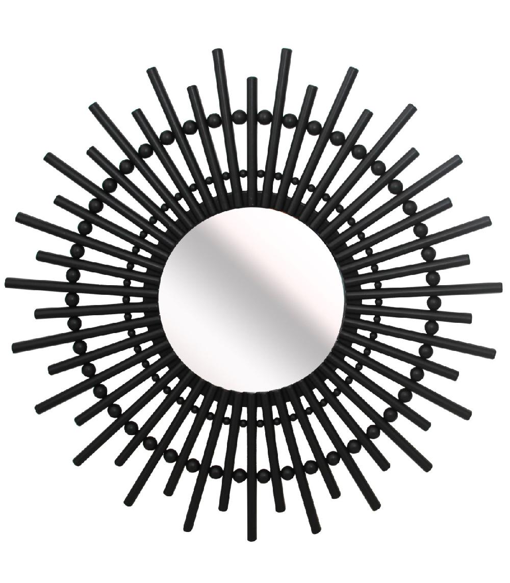 wadiga Miroir rond noir imitation bambou 50cm