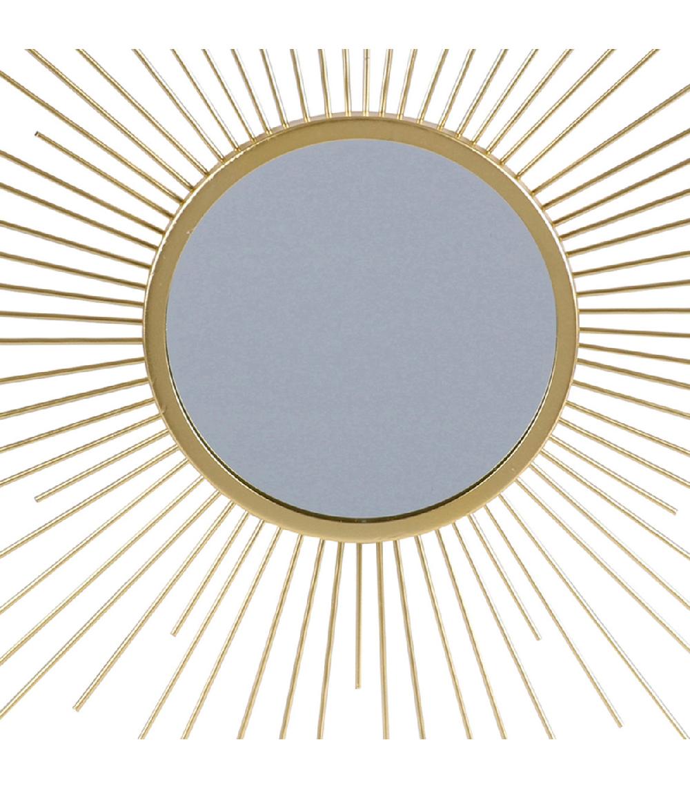 Wadiga Miroir Rond Soleil Métal Doré 60cm