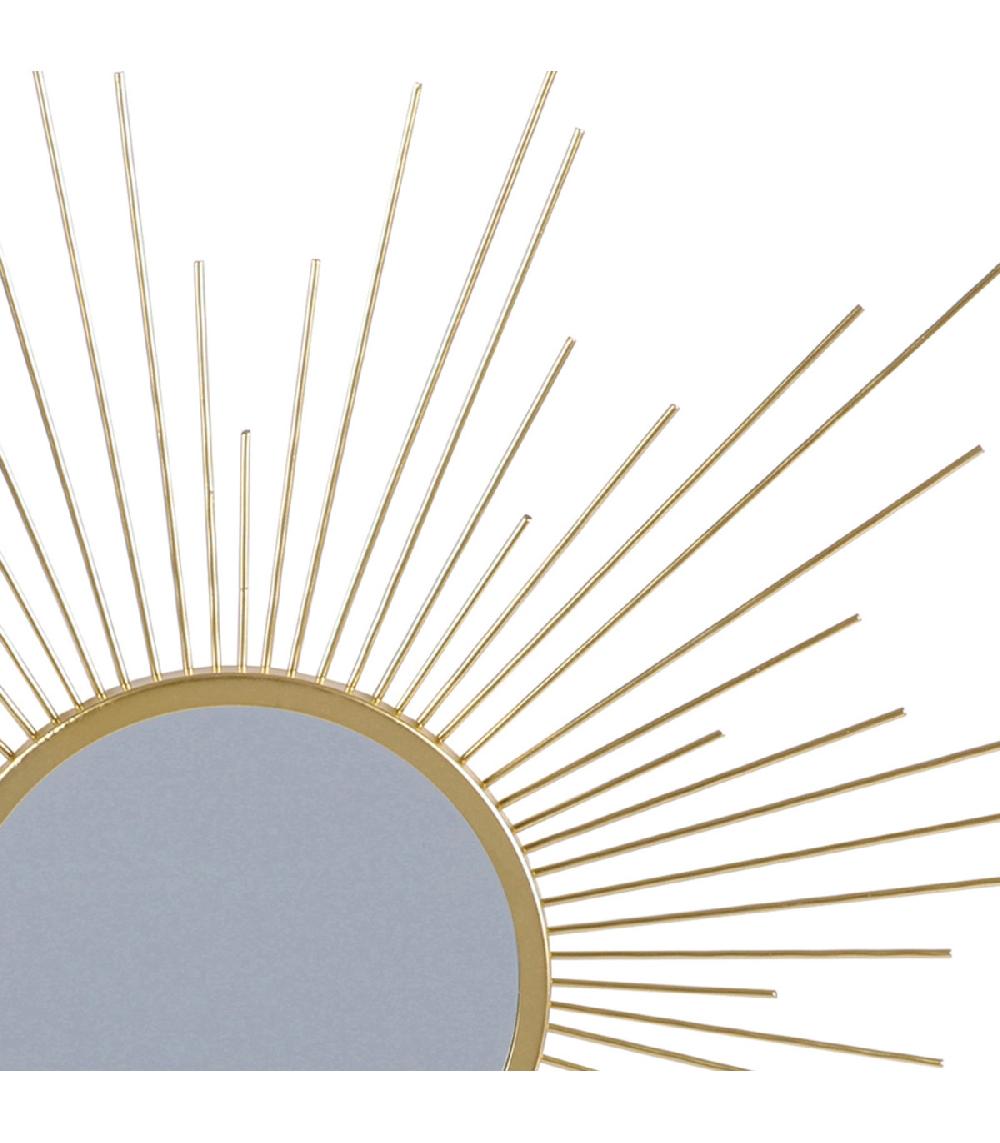 Wadiga Miroir Rond Soleil Métal Doré 60cm