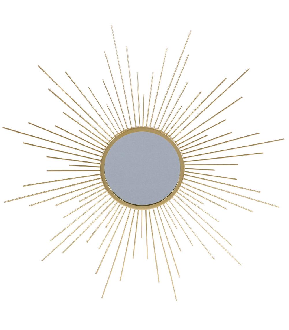 wadiga Miroir rond soleil métal doré 60cm