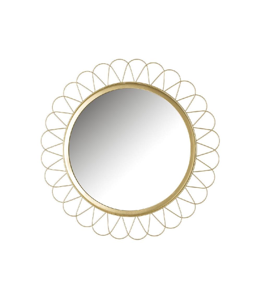 wadiga Miroir rond soleil métal doré - Diamètre 40cm