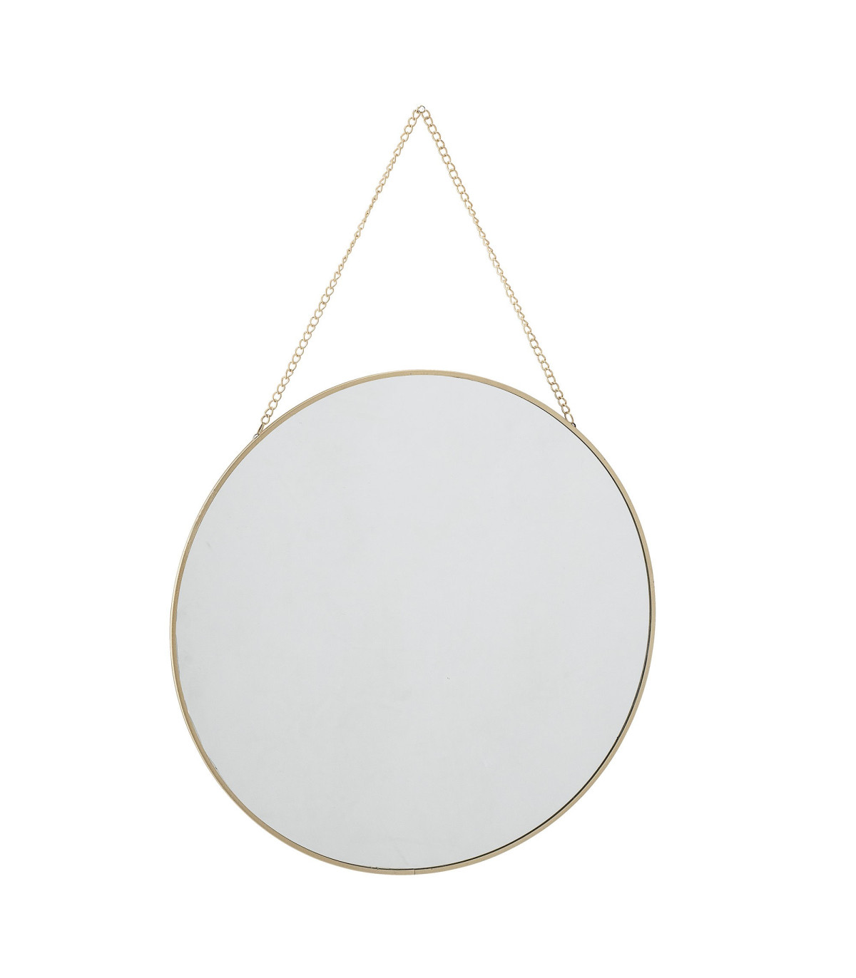 wadiga Miroir Suspendu Rond Métal Doré Chaînette