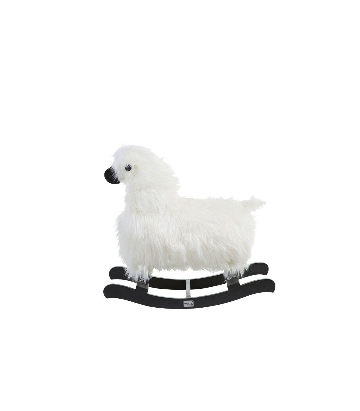 wadiga Mouton à Bascule Blanc et Teck Noir