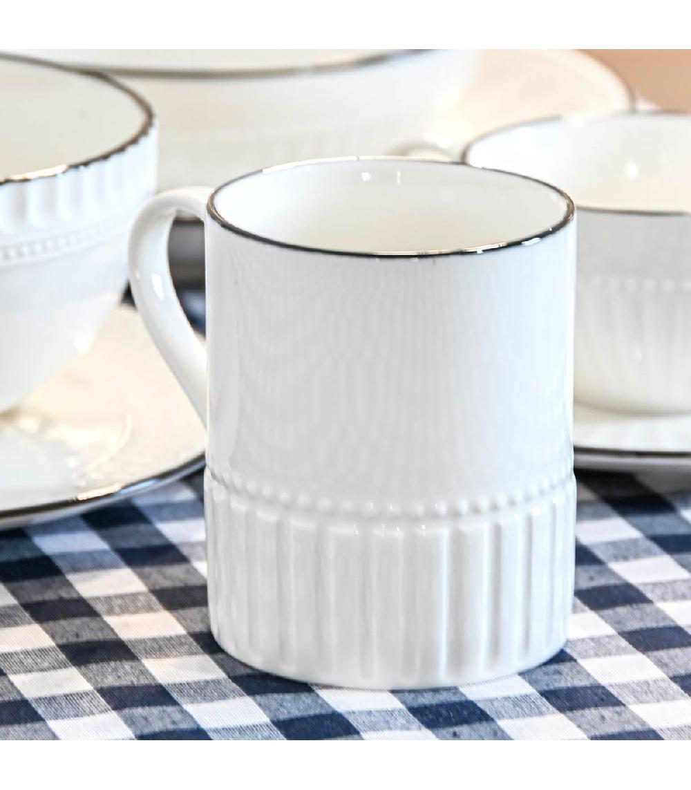 Wadiga Mug En Porcelaine Blanche Et Noir 400ml