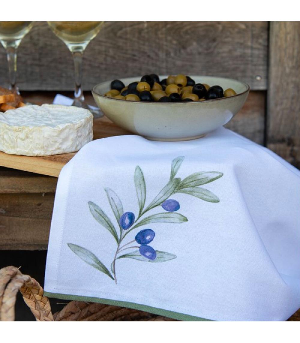 Wadiga Nappe Ronde 100% Coton Blanc Olives 170cm