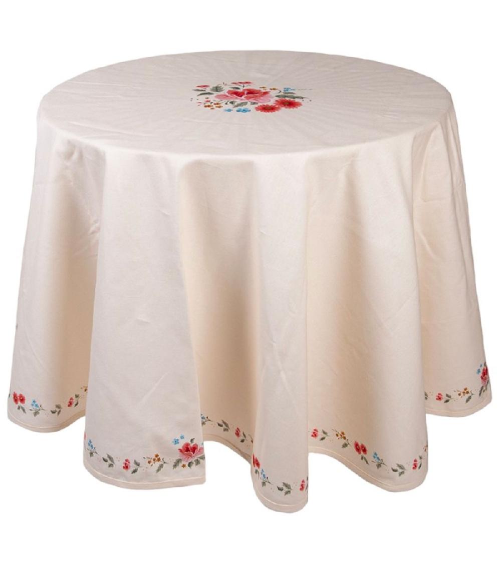 wadiga Nappe ronde 100% coton motif fleurs 170cm
