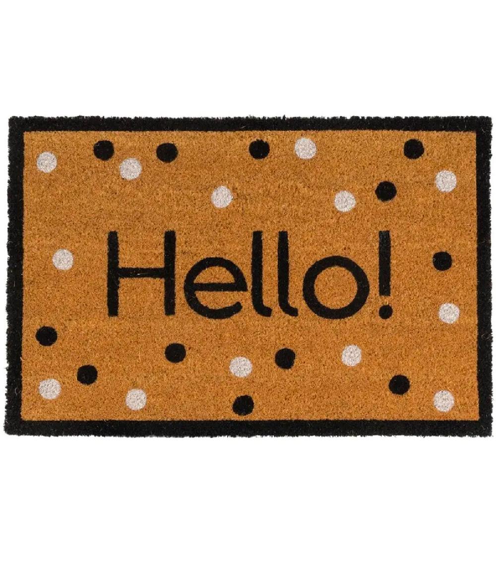 wadiga Paillasson coco à pois hello 60x40x1.5cm