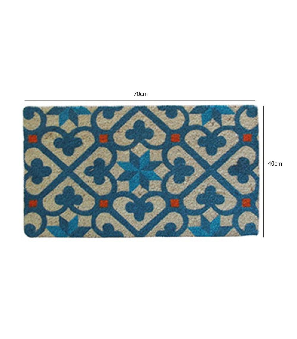 Wadiga Paillasson Coco Bleu Arabesque