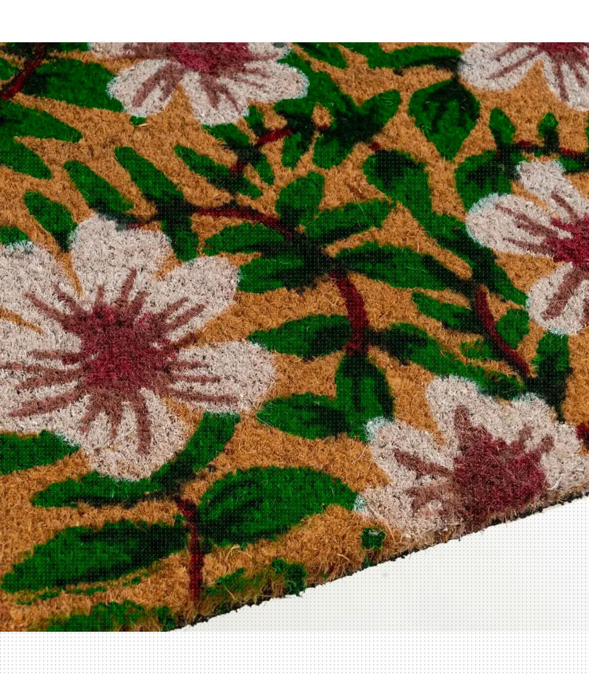 Wadiga Paillasson Coco Fleuri 60x40x1.5cm