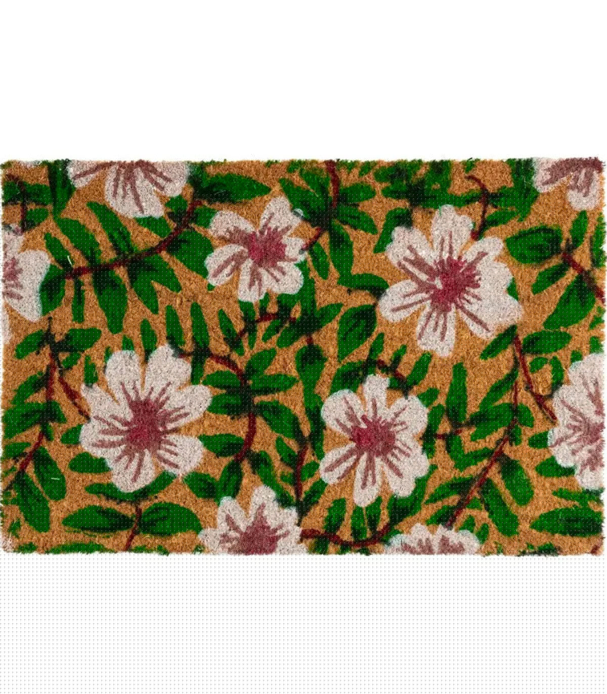 wadiga Paillasson coco fleuri 60x40x1.5cm