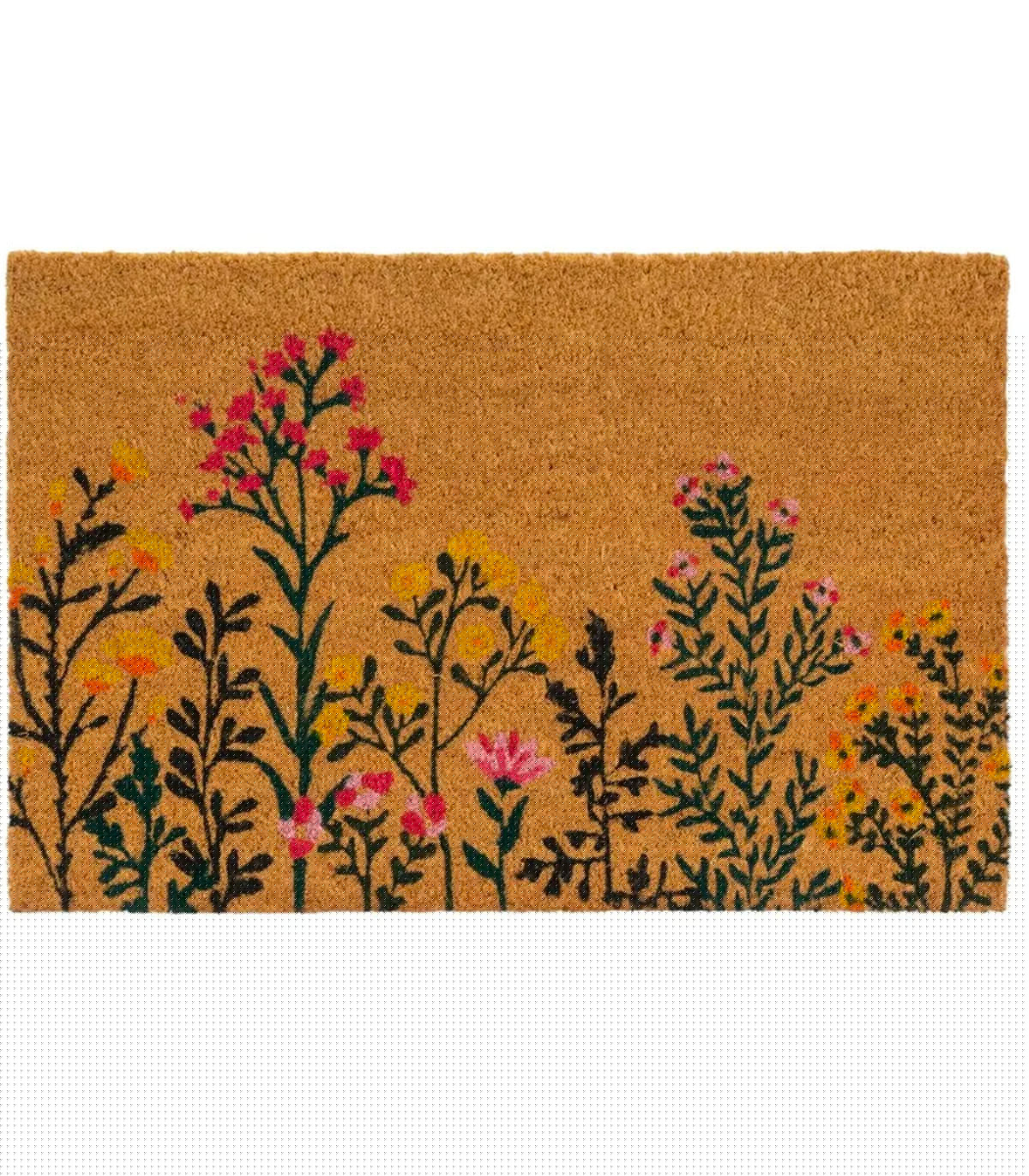 wadiga Paillasson coco fleurs 60x40x1.5cm
