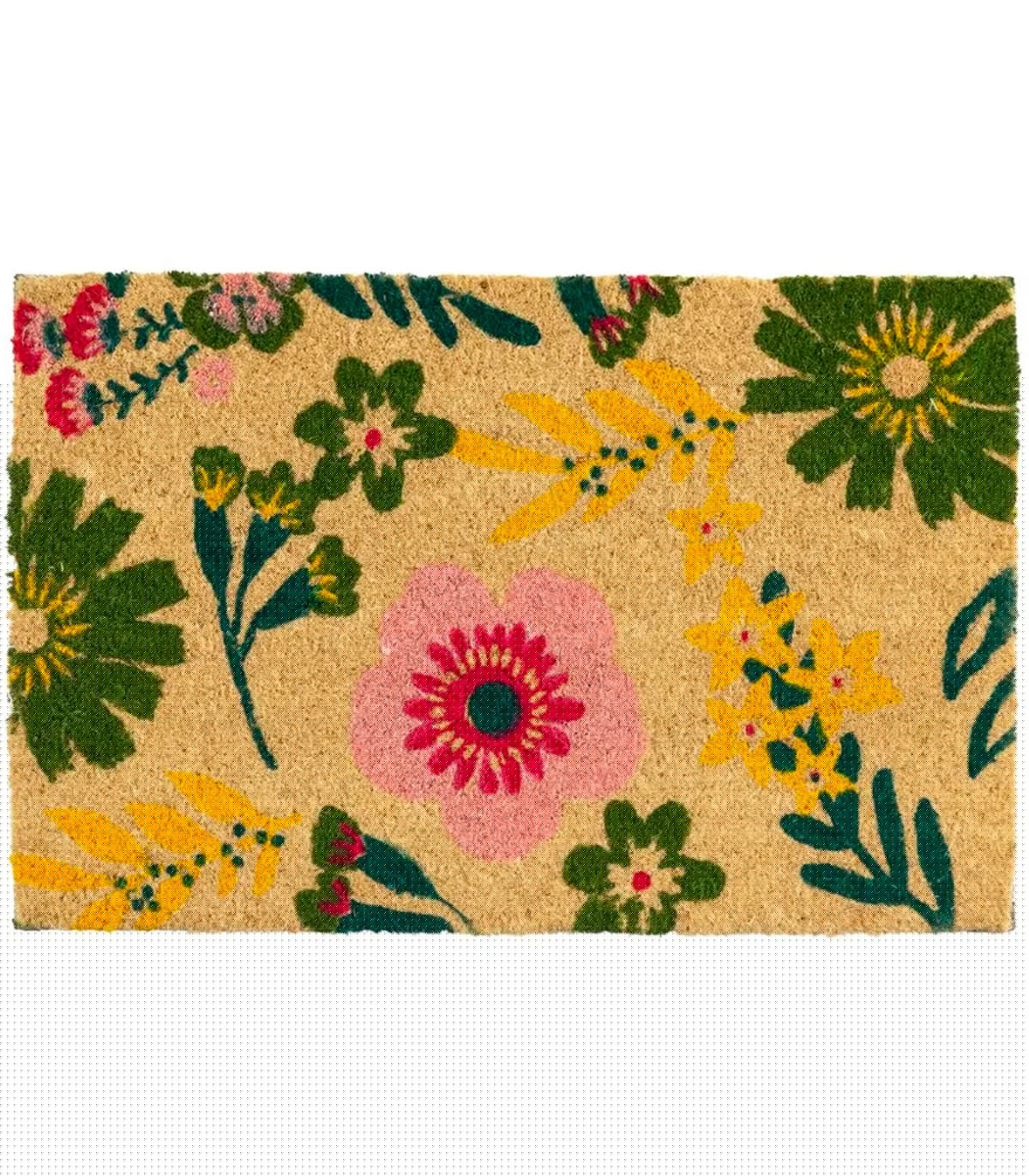 wadiga Paillasson coco fleurs 60x40x1.5cm