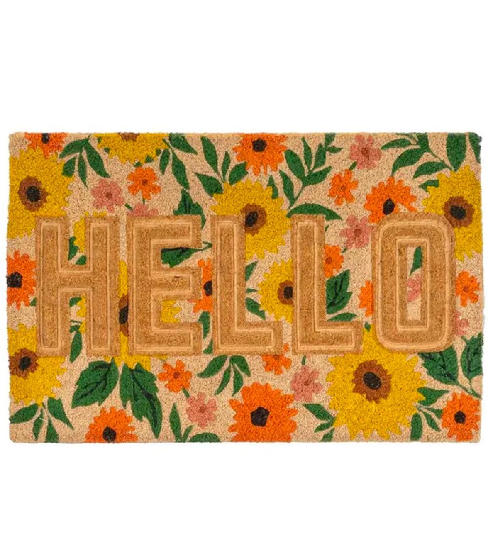 wadiga Paillasson coco fleurs hello 60x40x1.5cm