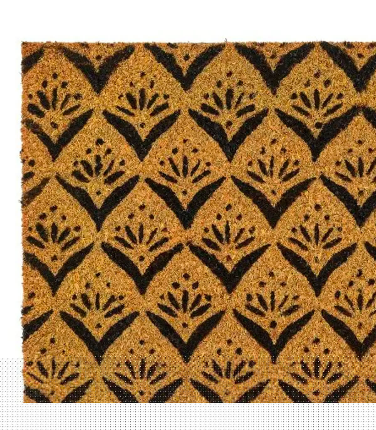 Wadiga Paillasson Coco Fleurs Noires 60x40cm