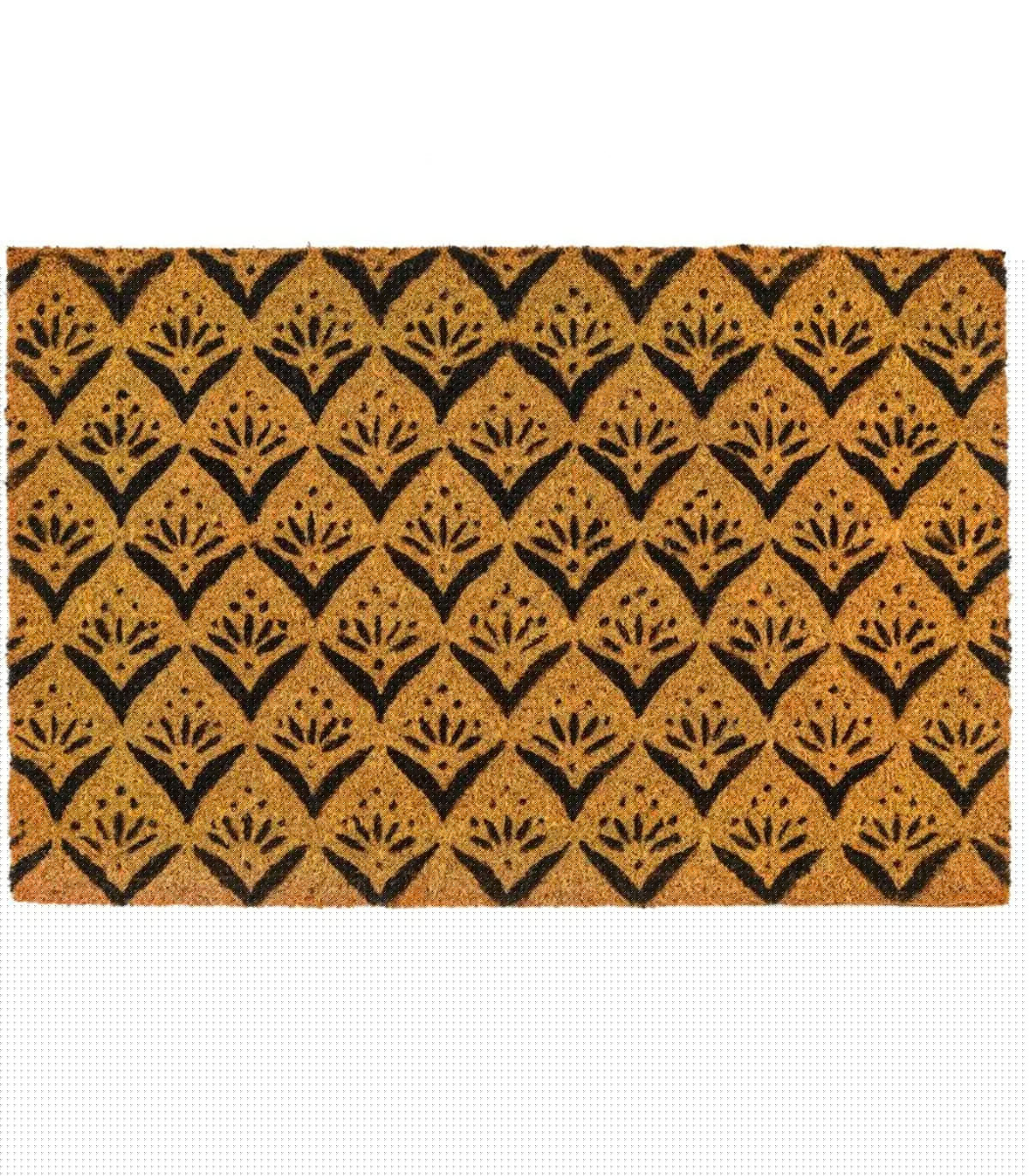 wadiga Paillasson coco fleurs noires 60x40cm