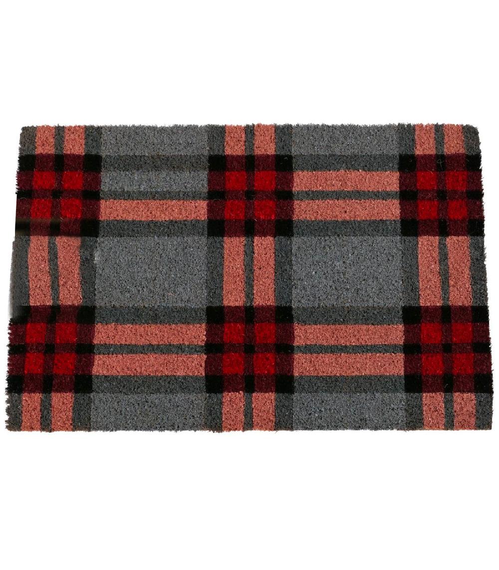 wadiga Paillasson coco imprimé tartan 60x40x1.5cm