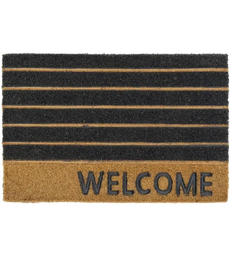 wadiga Paillasson coco rayé welcome 60x40x1.5cm