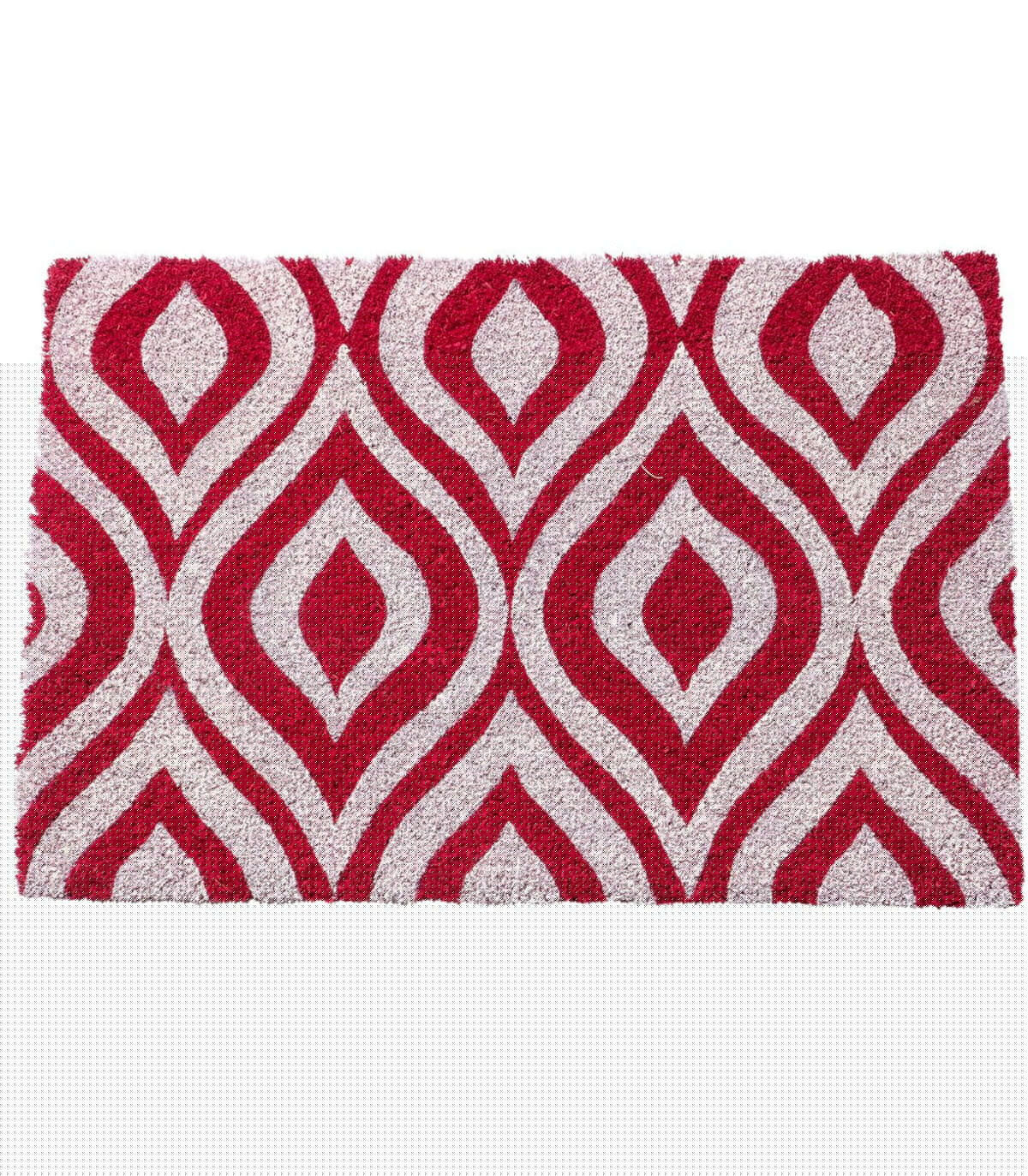 wadiga Paillasson coco rouge ornements 60x40x1.5cm