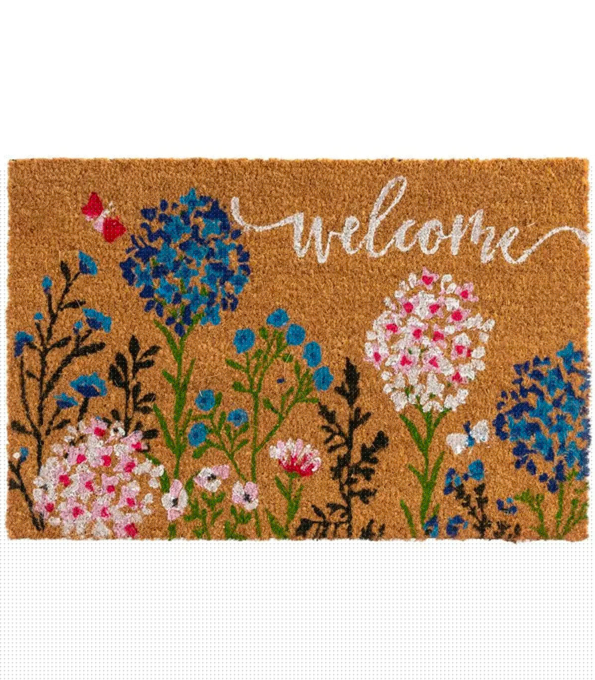 wadiga Paillasson coco welcome fleurs 60x40x1.5cm